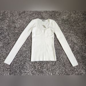 Madewell White Signature Rib Sweater Size XXS NWT